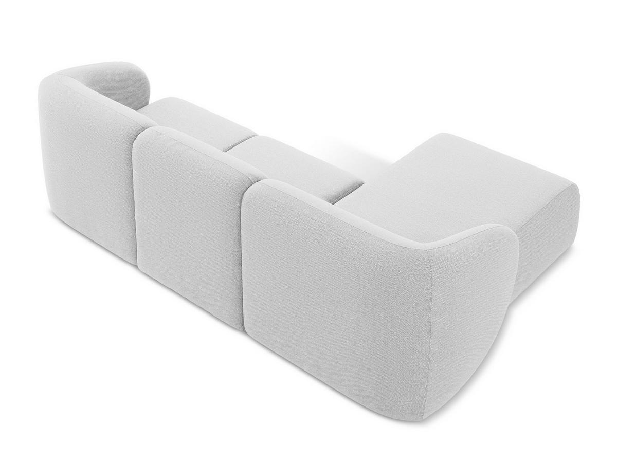 ECKSOFA Links Bouclé Stoff Grau - Silberfarben/Schwarz, Holzwerkstoff/Kunststoff (248/166cm) - Makamii