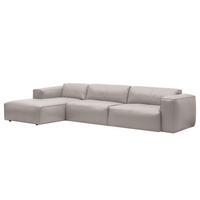 3-SITZER ECKSOFA mit Longchair - Hellgrau/Schwarz, Leder/Kunststoff (317/173cm) - home24