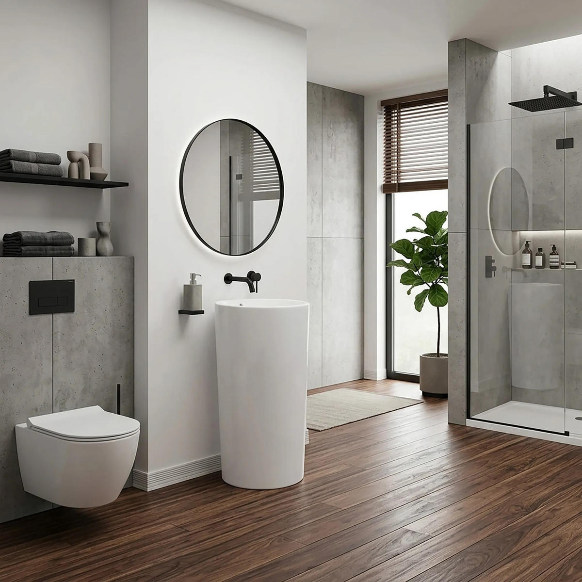 STANDWASCHBECKEN Estera Rea - Weiß, Keramik (46/85/46cm) - REA