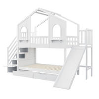 SPIELBETT 90/200 cm DE-01484, in Weiß, mit Rutsche, Aufbewahrungsleiter und 2 Schubladen - Weiß, Holz (90/200cm) - ComfortXL