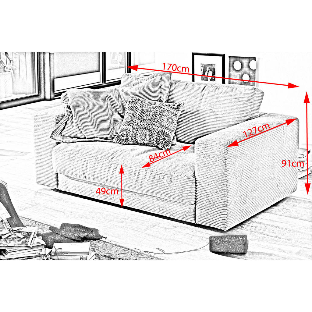 Thumbnail - Kawola Loveseat, Creme, Textil, Füllung: Komfortschaum, 170x86x127 cm, Wohnzimmer, Sessel, Polstersessel