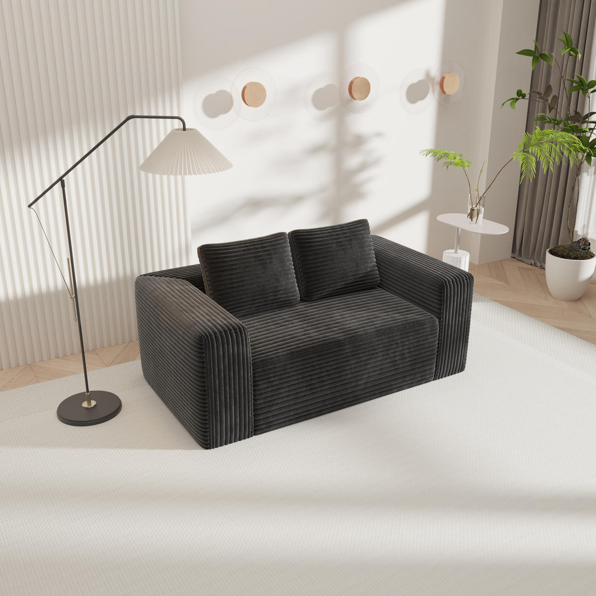 2-SITZER SOFA Cord Schwarz - Schwarz, Textil (160/58/88cm) - WISHDOR