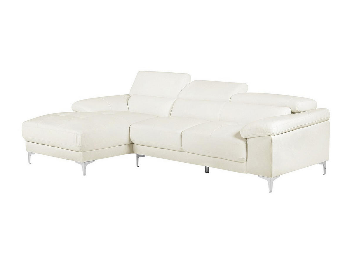 ECKSOFA - Ecke Links - Leder - Weiß - SOLANGE - Weiß, Leder (265/167cm) - Vente-Unique