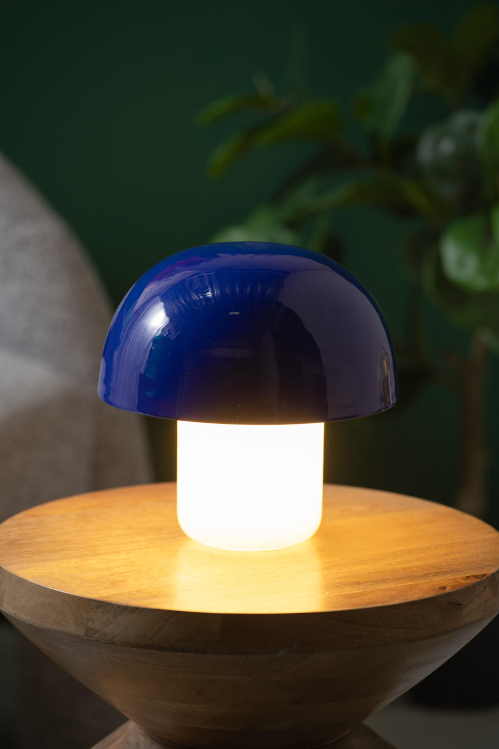 TISCHLAMPE Nuevo Mini Mushroom Blau 20/20/20 cm - Blau, Metall (20/20/20cm) - Leitmotiv