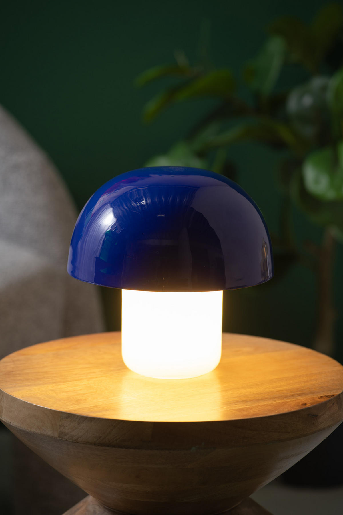 TISCHLAMPE Nuevo Mini Mushroom Blau 20/20/20 cm - Blau, Metall (20/20/20cm) - Leitmotiv