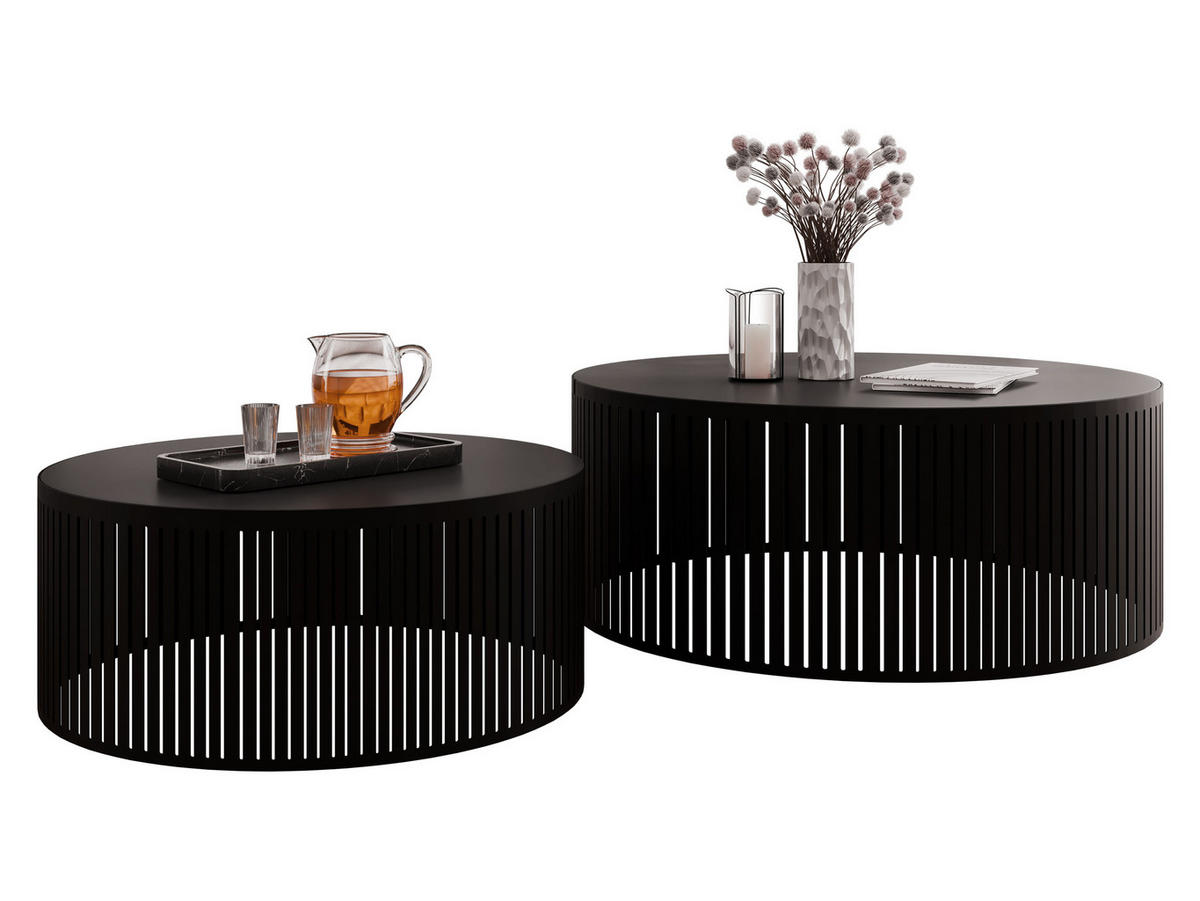COUCHTISCH-SET Velede - Schwarz, Holzwerkstoff/Metall (75/75/30cm) - MIRJAN24