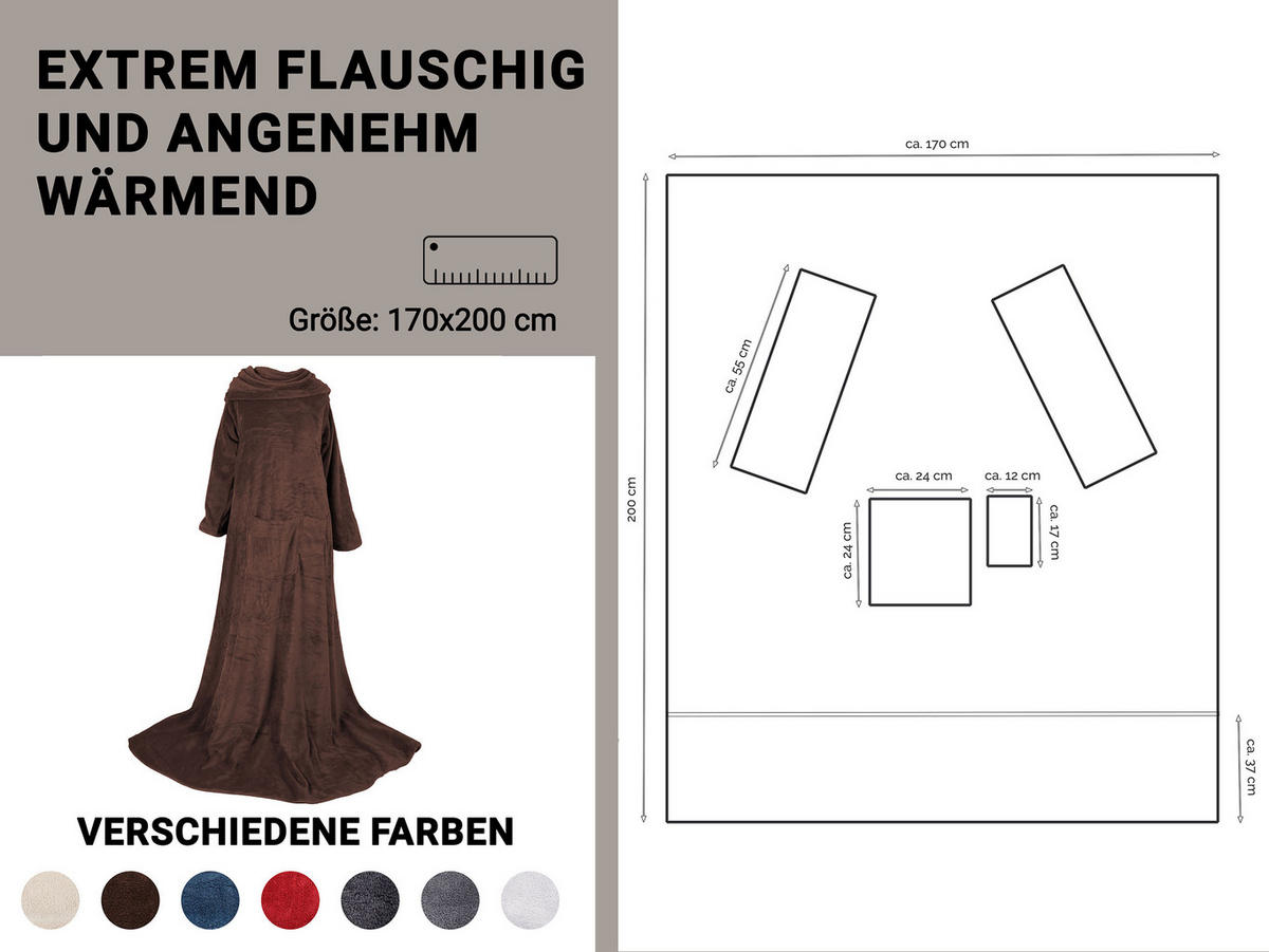 KUSCHELDECKE, 170x200 cm, 100% Polyester, Braun - Dunkelbraun, Textil (170/200cm) - Zollner