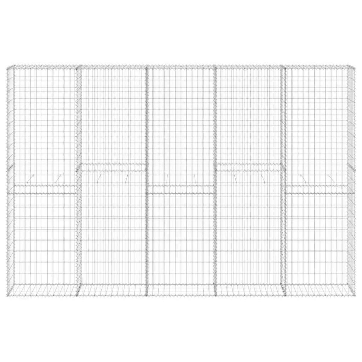 GARTENZAUN, Gabionenkorb mit Abdeckung, 300/30/200 cm, aus Verzinkter Stahl - Silberfarben, Metall (30/200cm) - vidaXL