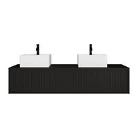 DOPPELWASCHTISCH - 150 cm x 47 cm - Holz, Platte - Schwarz - ARNEGA - Schwarz, Holz (150/32/47cm) - Vente-Unique