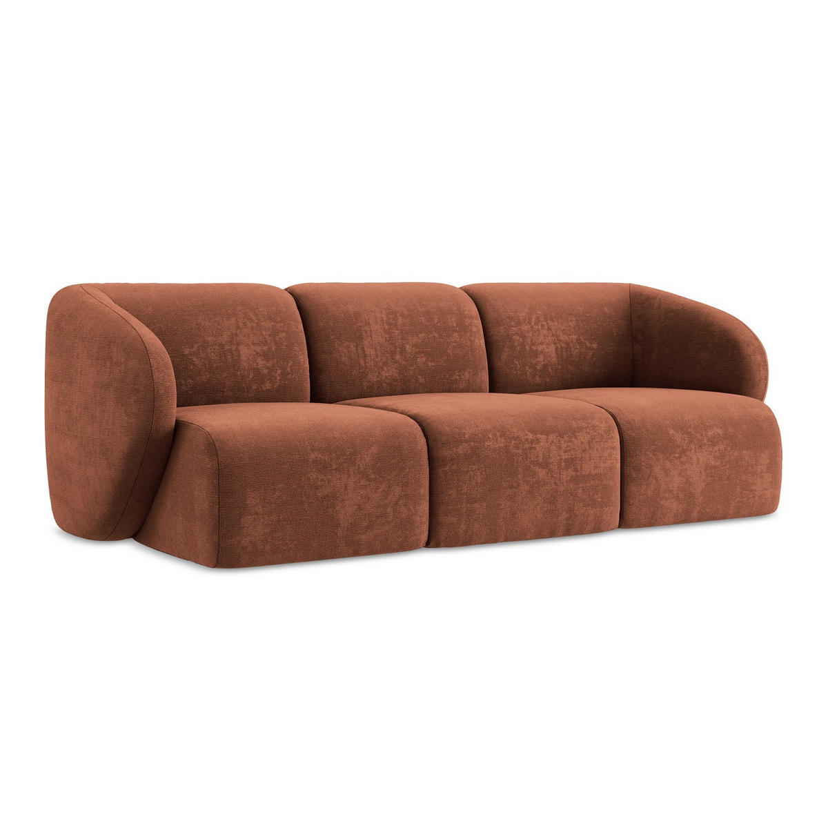 3-SITZER SOFA Chenille Stoff Orange - Terracotta/Schwarz, Holzwerkstoff/Kunststoff (244/75/94cm) - LaMiaSofa