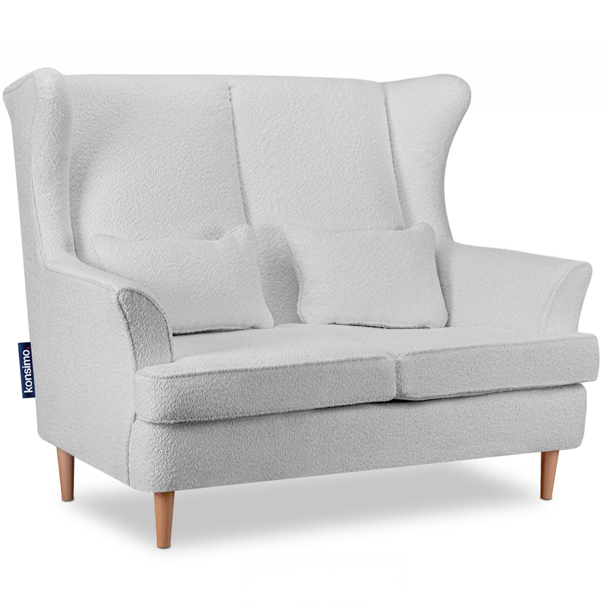 DOPPELSESSEL STRALIS Klassische Stil, hellgrau - Hellgrau, Textil (136/106/96cm) - KONSIMO®