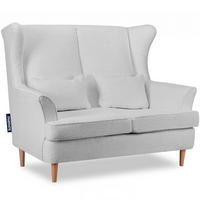 DOPPELSESSEL STRALIS Klassische Stil, hellgrau - Hellgrau, Textil (136/106/96cm) - KONSIMO®