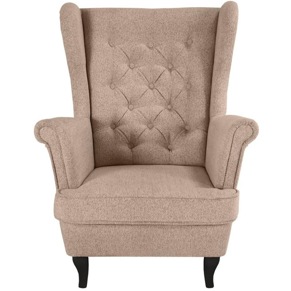 CHESTERFIELD-SESSEL Falco hellbraun mit Wenge Holzbeinen - Hellbraun, Holz/Textil (82/102/92cm) - Beautysofa