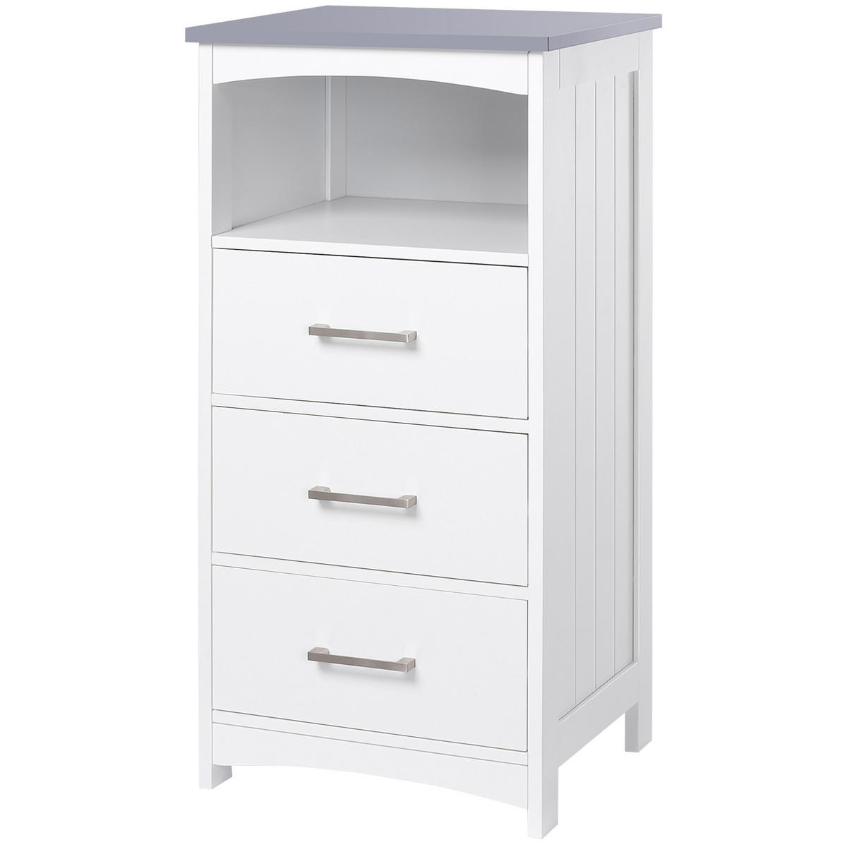 MIDISCHRANK DE-17298 3 Schubladen & offenes Fach Weiß - Weiß, Holzwerkstoff (33/80/40cm) - ComfortXL