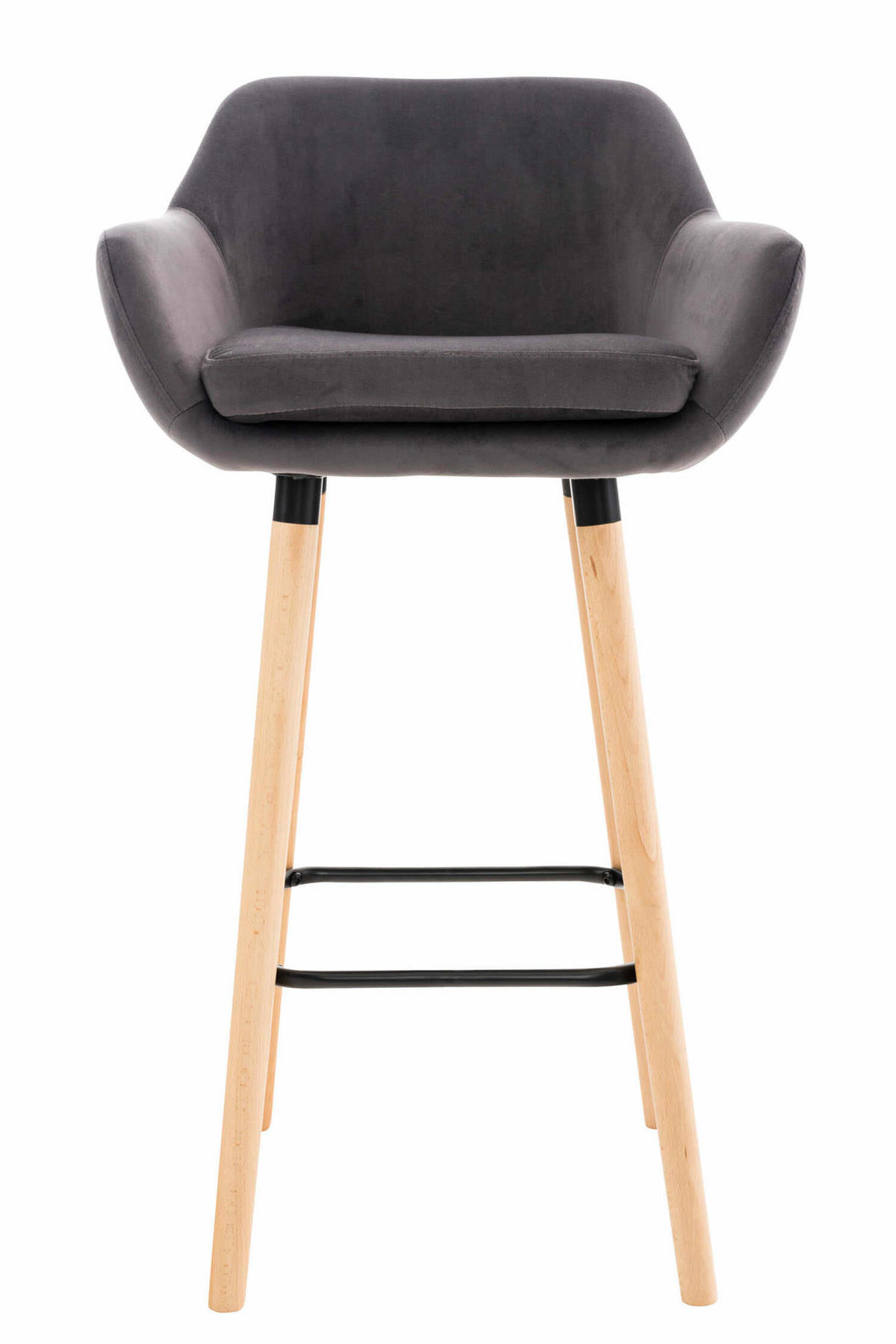 BARHOCKER Grande, Gestell Holz, Samt Grau - Braun/Grau, Holz/Textil (55/99/46cm) - TPFLiving