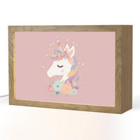 NACHTTISCHLAMPE Einhorn - Rosa - Blumen 30x20 cm - Rosa, Holzwerkstoff (8/30/20cm)