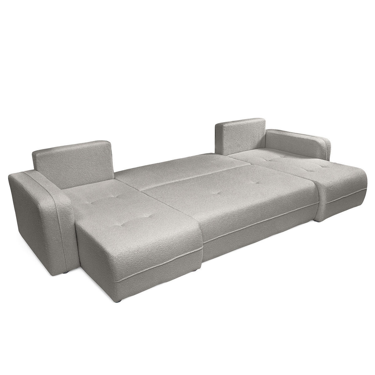 WOHNLANDSCHAFT - Hellgrau/Schwarz, Kunststoff/Textil (312/82/145cm) - home24