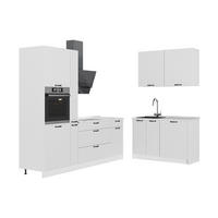KUHINJA Fame-Line, Bijela Seoska/Bijela, 220 x 120 cm, RP Mramor - bijela, drvni materijal (220/206.8/60cm) - Vicco