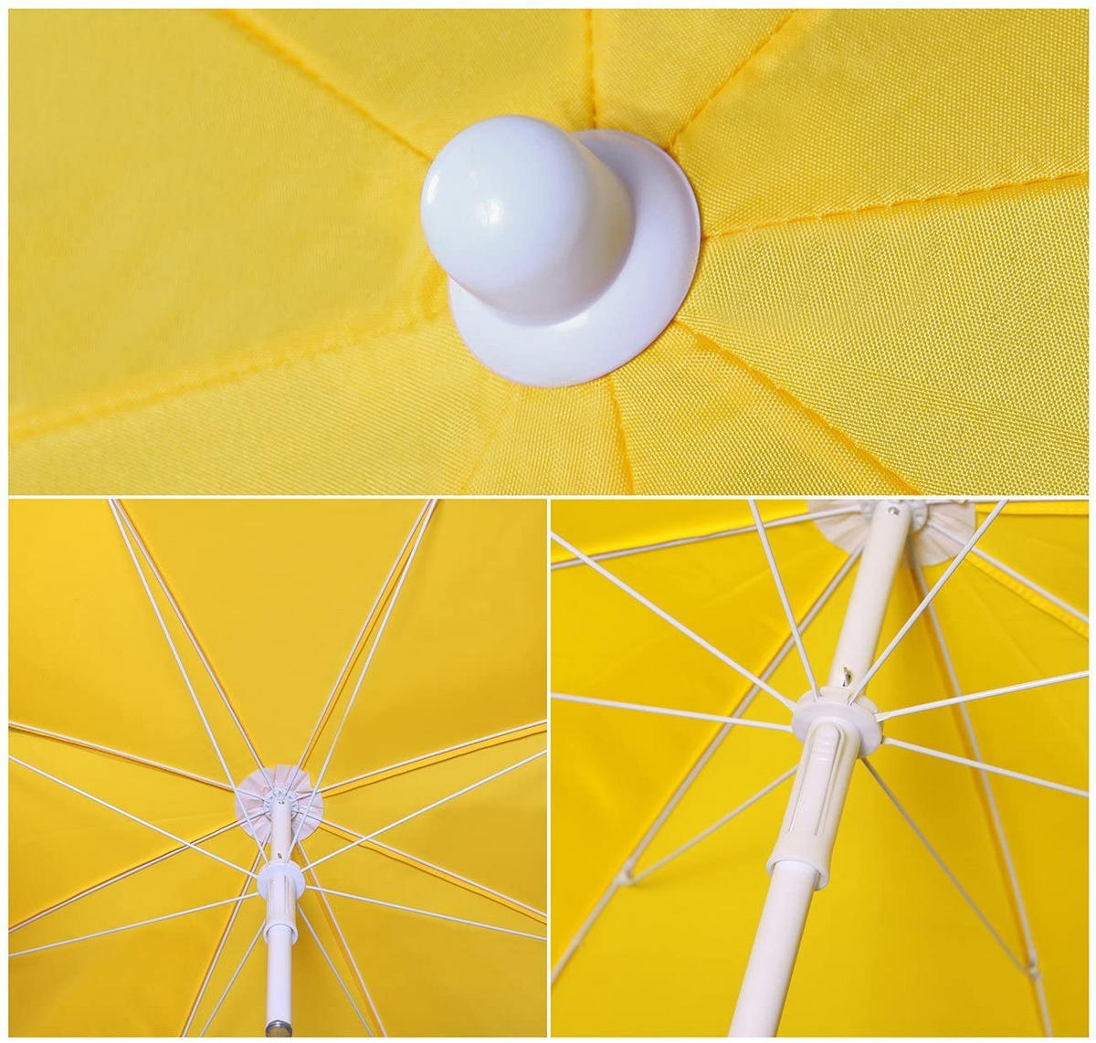 SONNENSCHIRM 200cm Strand Gelb UV50+ Gartenschirm Balkon Terrasse - Gelb, Kunststoff/Metall (200/200cm) - Resch