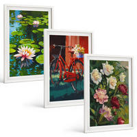 BILDER SET 3er Set - 40x60 cm Weißer Rahmen - Lilien im Garten, bunte Blumen - Weiß, Kunststoff (40/60cm) - TULUP