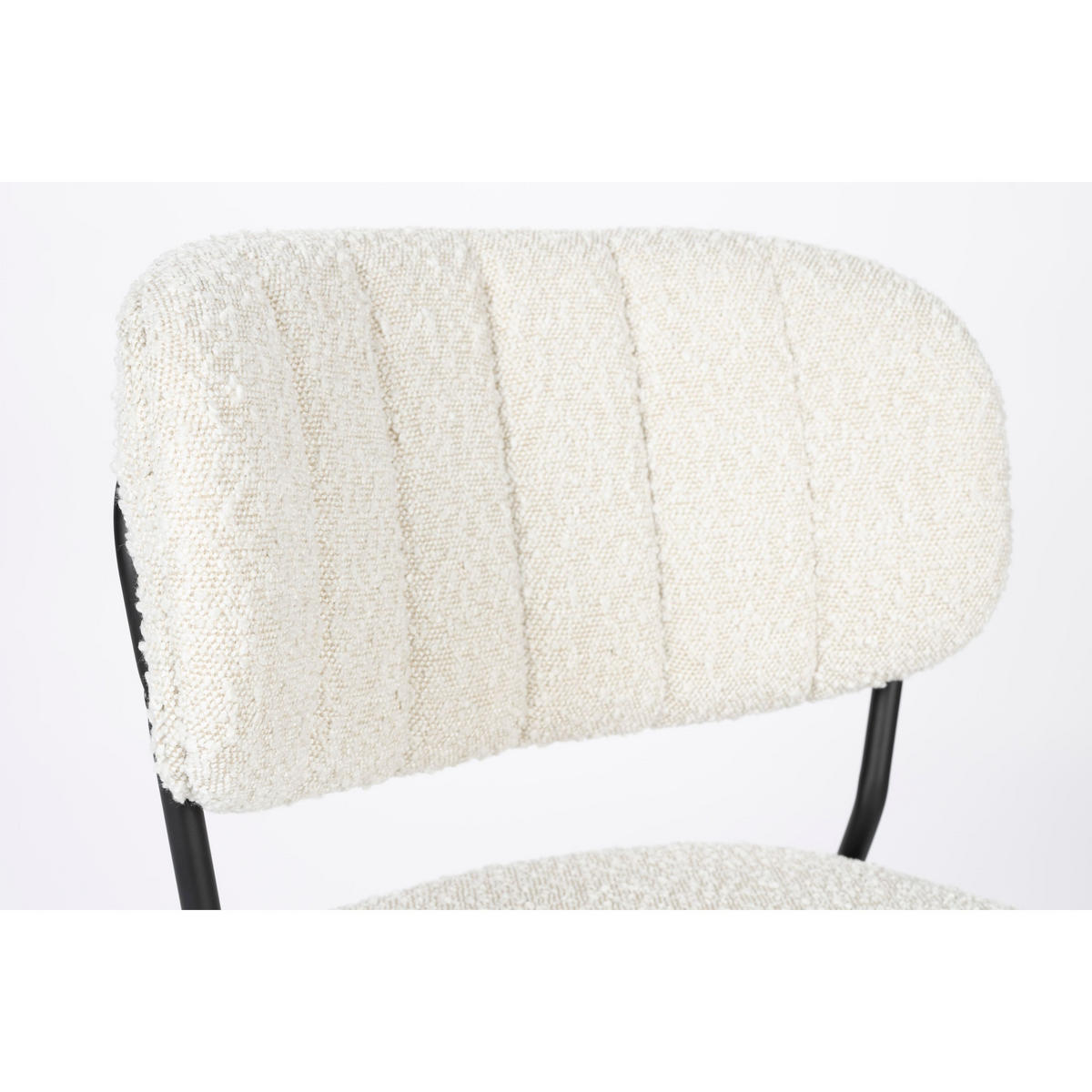 ESSZIMMERSTUHL Jolien Schwarz/ Bouclé - 2 er Set - Weiß, Textil (48/77/56cm) - Housecraft Living