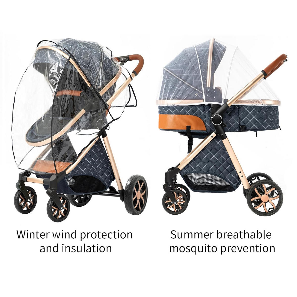KINDERWAGENSET 3-in-1 mit Autositz, Neugeborenen-Sicherheitsgurt mit fünf Punkten, stoßdämpfend, faltbar, YV9-Blau - Blau, Metall (80/60cm) - Kaket