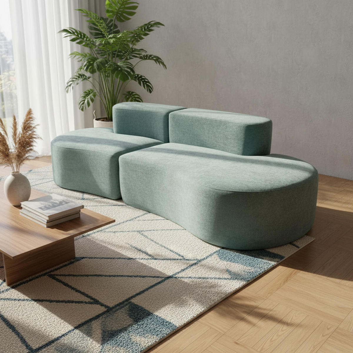 SOFA Lounge Salbei 2-Sitzer - Salbeigrün, Textil (240/75/102cm) - COCO Living