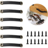 MÖBELGRIFF , 6 Ledermöbelgriffe - Schwarz, Leder (2.4/0.8/19cm) - BELZ