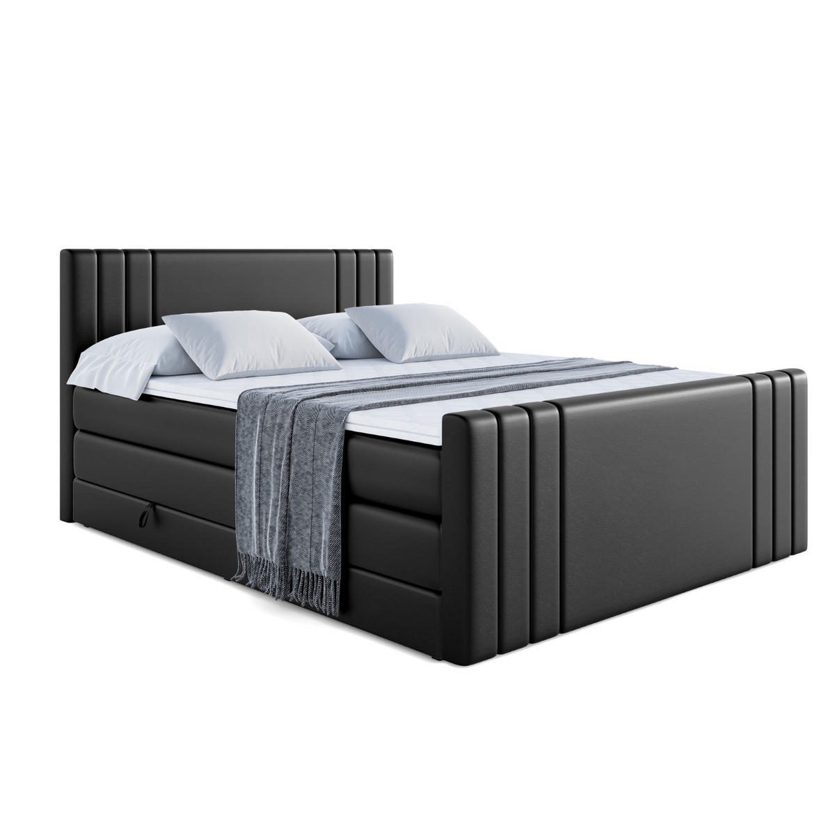 BOXSPRINGBETT IDRIKO-Z KING - 200x200 - H3/H4 - Schwarz Hochglanz - Schwarz Hochglanz, Holzwerkstoff (200/200cm) - ALTDECOR