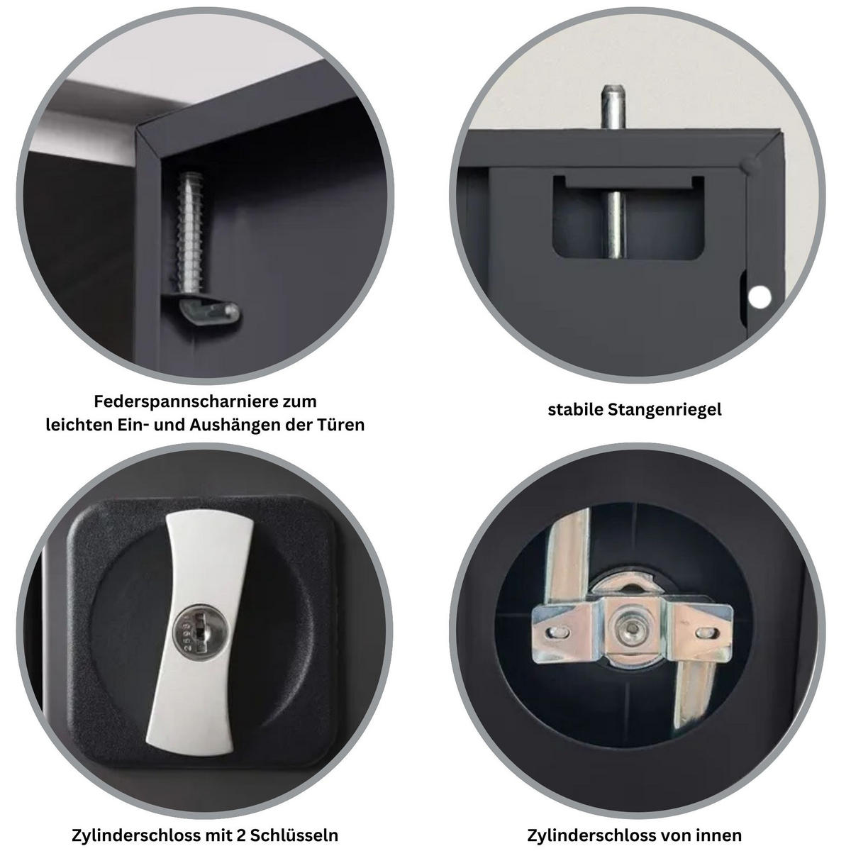 STAHLSCHRANK Bee mit 4 lackierten Fachböden 195x92x50 cm Korpusfarbe Lichtgrau Frontfarbe Anthrazit - Anthrazit, Metall (92/195/50cm)