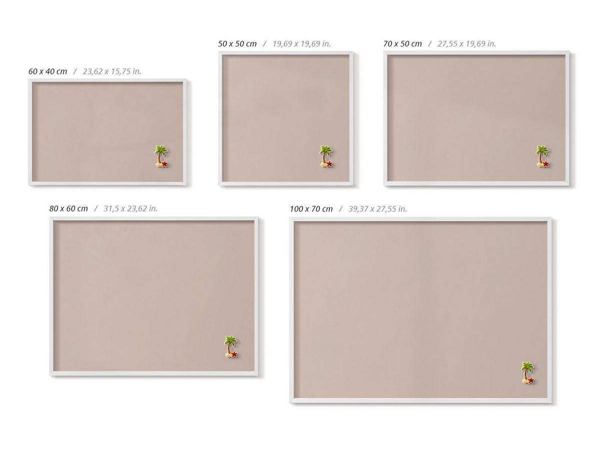 MAGNETTAFEL 60x40 cm Weißer Rahmen Puderrosa Beige - Kirschrot, Metall (60/50/0.4cm) - TULUP