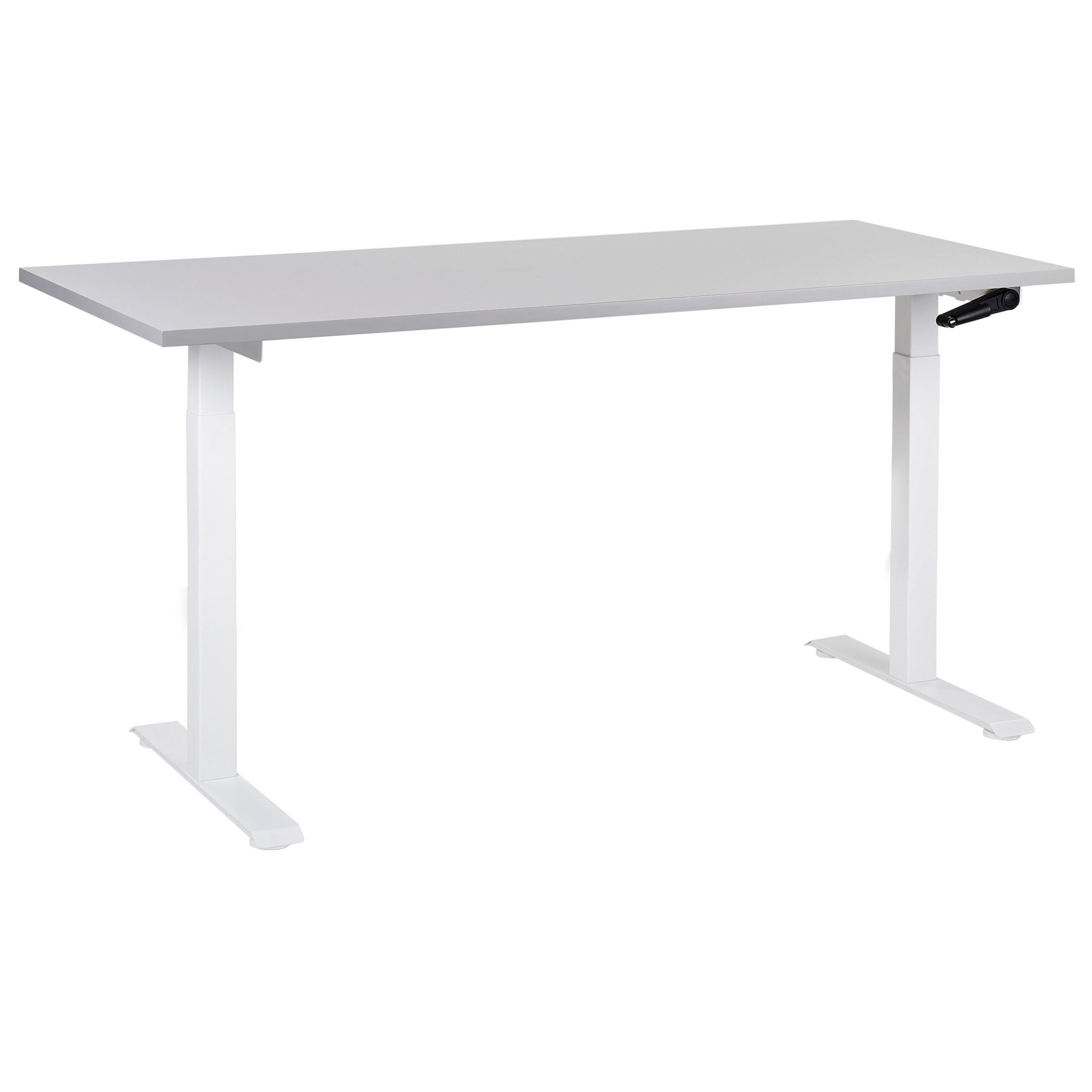 SCHREIBTISCH grauweiß 160/72 cm manuell höhenverstellbar Destin III - Weiß/Grau, Holz (72/160/74cm) - Beliani