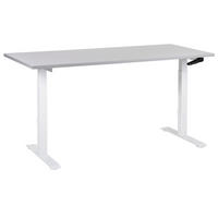 SCHREIBTISCH grauweiß 160/72 cm manuell höhenverstellbar Destin III - Weiß/Grau, Holz (72/160/74cm) - Beliani