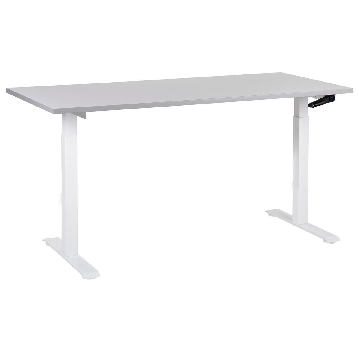 SCHREIBTISCH grauweiß 160/72 cm manuell höhenverstellbar Destin III - Weiß/Grau, Holz (72/160/74cm) - Beliani
