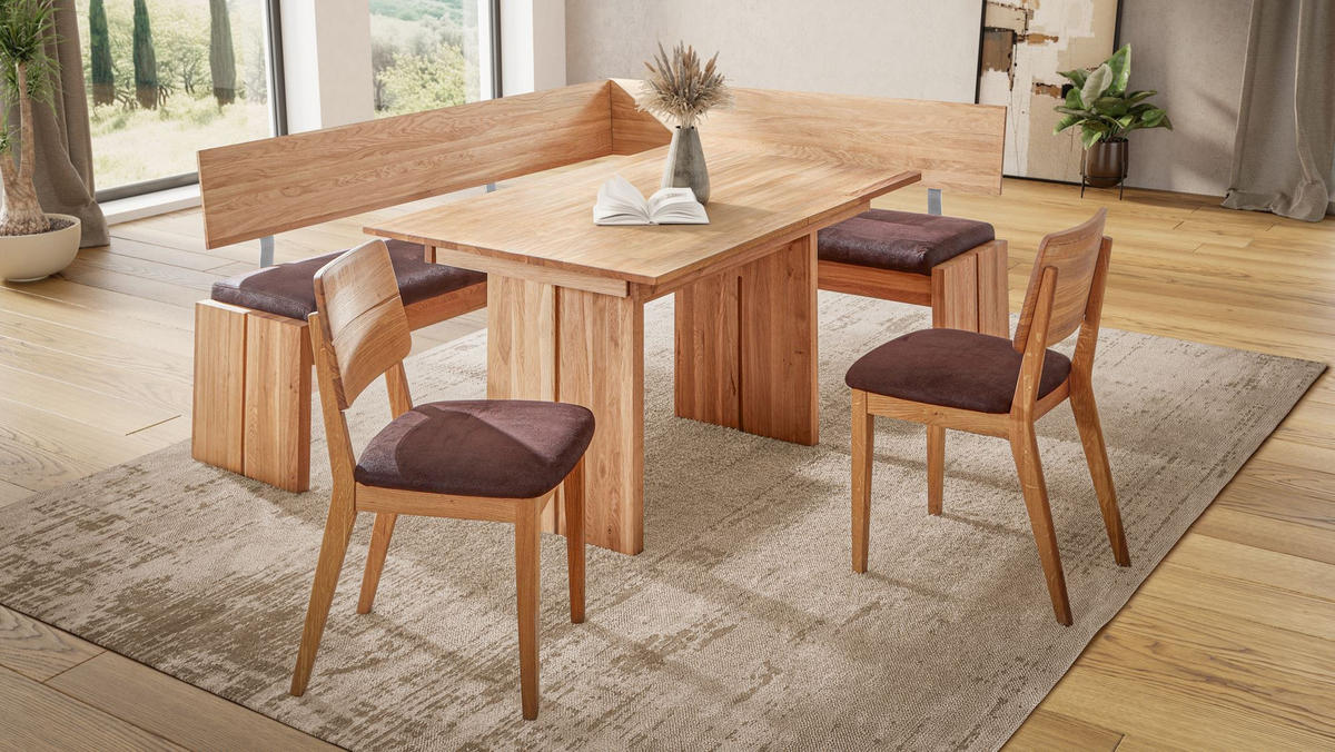 ECKBANKGRUPPE Modern Dani 3 für 7 Personen Massivholz Wildeiche/Braun - Wildeiche/Braun, Holz (192/85/167cm) - 58aufmkessel