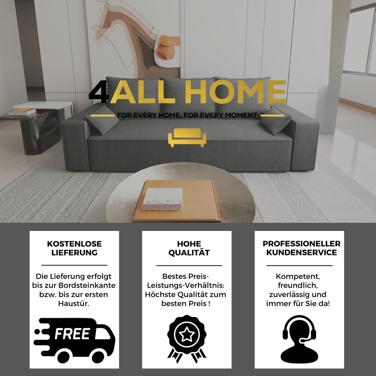 SOFA Veno mit Bettkasten und Schlaffunktion, Velourstoff - Graphitfarben, Holzwerkstoff (242/85/95cm)