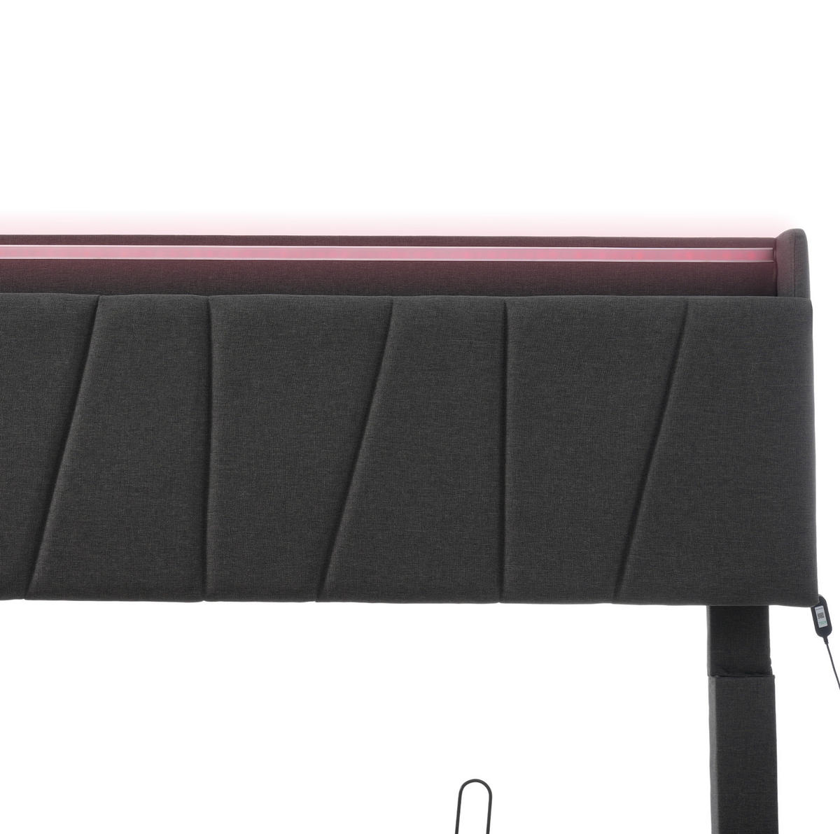 POLSTERBETT aus Leinen 160x200 cm in Grau mit LED & USB/Type-C - Grau, Textil (160/200cm) - Modfu