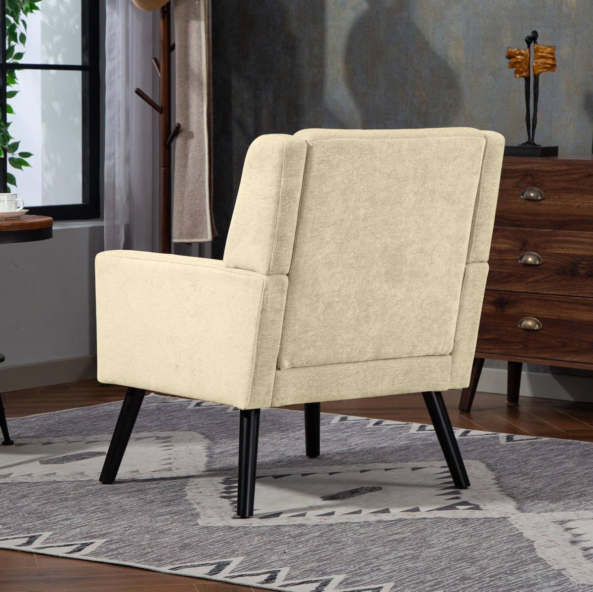 SESSEL Beige mit Tufting und Massivholzbeinen, kompakt und bequem,76/68/88 cm - Beige, Textil (76/88/68cm) - Flora Grace