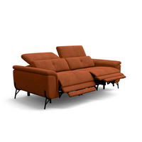 SOFA RELAX AVENA 3-Sitzer, dunkeloranger Veloursstoff - Dunkelorange/Schwarz, Holz/Textil (204/80/108cm) - Wozimo