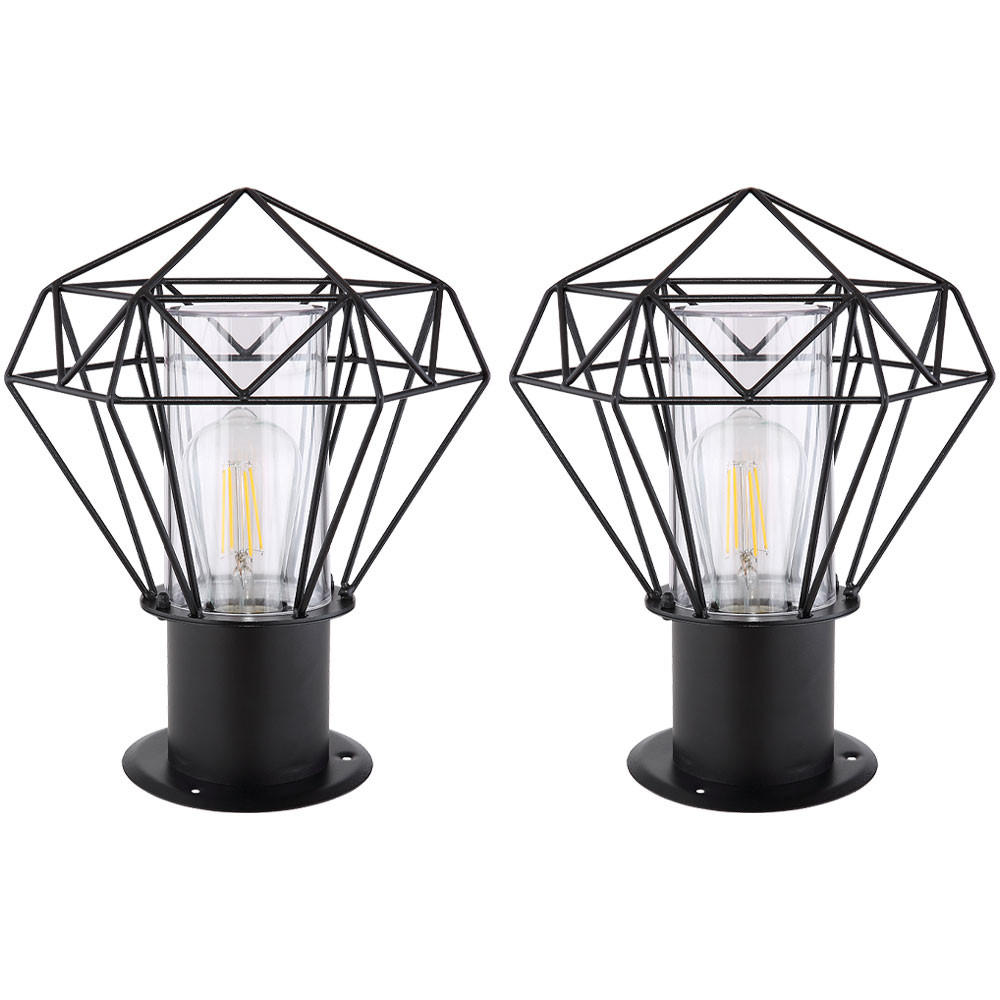 WEGELEUCHTE HORACE Gitterschirm Schwarz 2er Set - Schwarz, Metall (22.5/25.5/31.5cm) - Globo Lighting