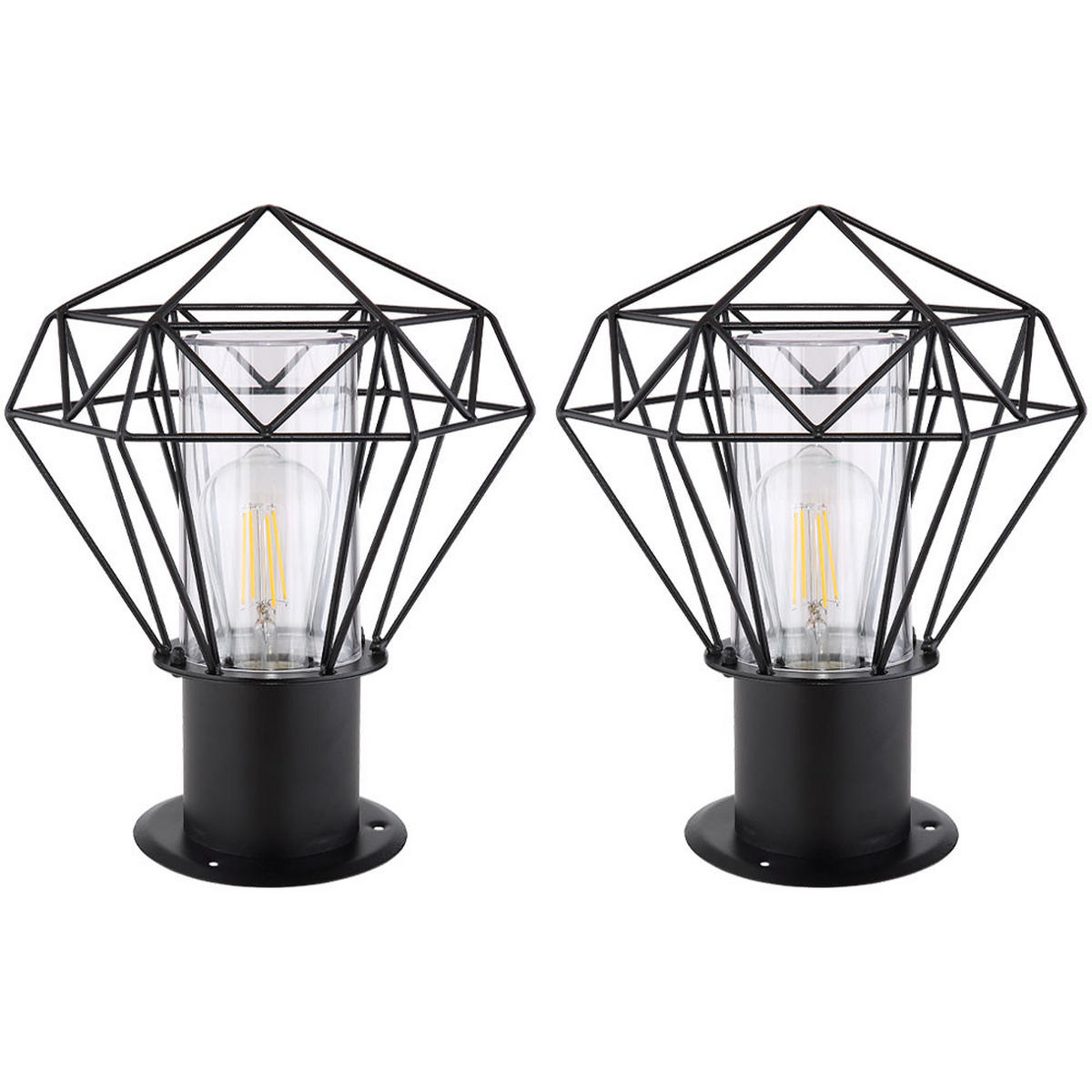 WEGELEUCHTE HORACE Gitterschirm Schwarz 2er Set - Schwarz, Metall (22.5/25.5/31.5cm) - Globo Lighting