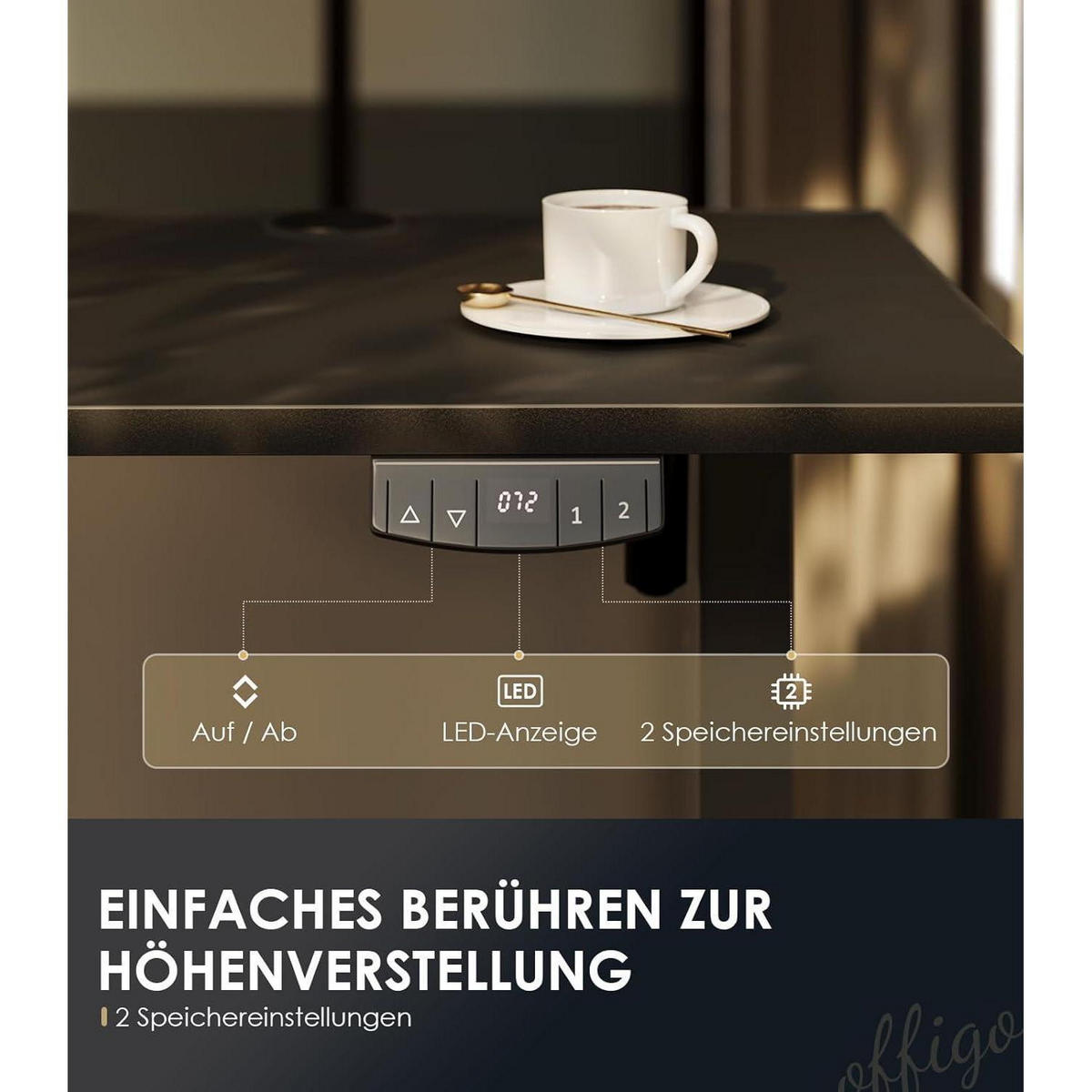SCHREIBTISCH elektrisch höhenverstellbar 180 cm Schwarz - Schwarz, Holz (70/180/72cm)