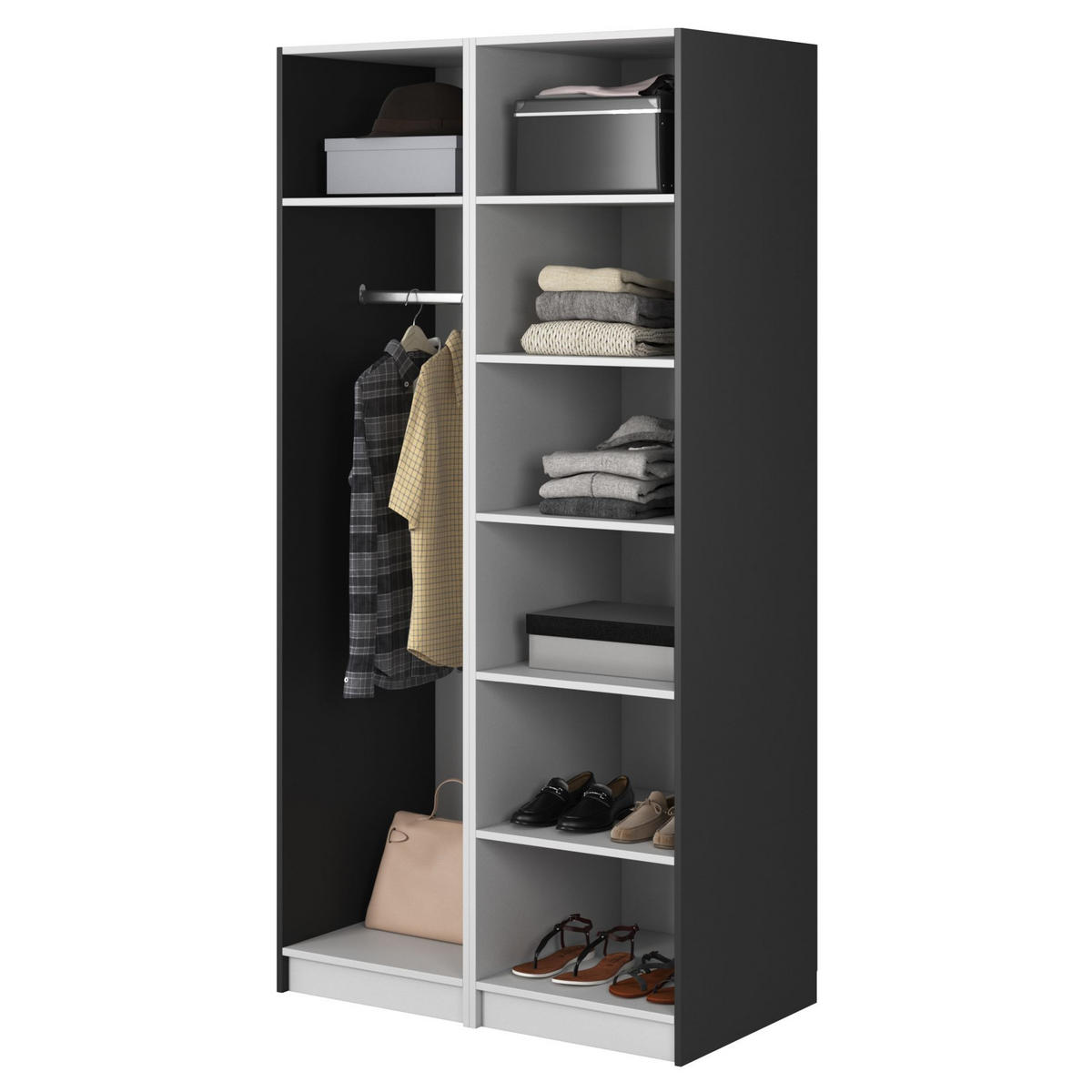 KLEIDERSCHRANK Frame Schwarz 100 cm - Goldfarben/Schwarz, Holzwerkstoff/Metall (100/200.5/57cm) - Selsey