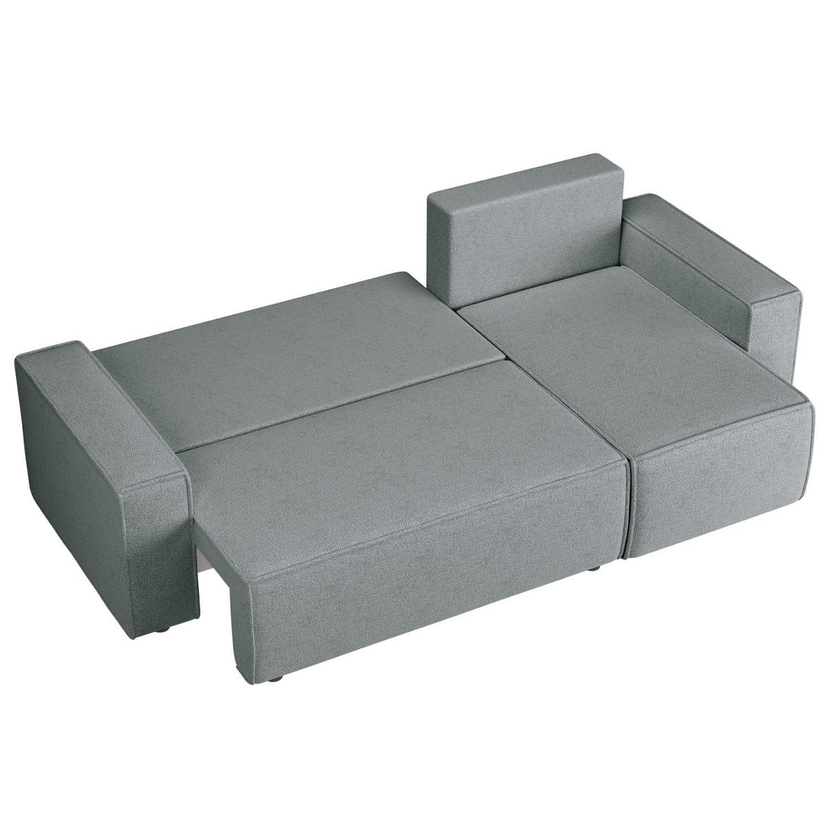 ECKSOFA Copertino Hellgrau beidseitig montierbar - Hellgrau/Schwarz, Kunststoff/Textil (244/145cm) - Selsey