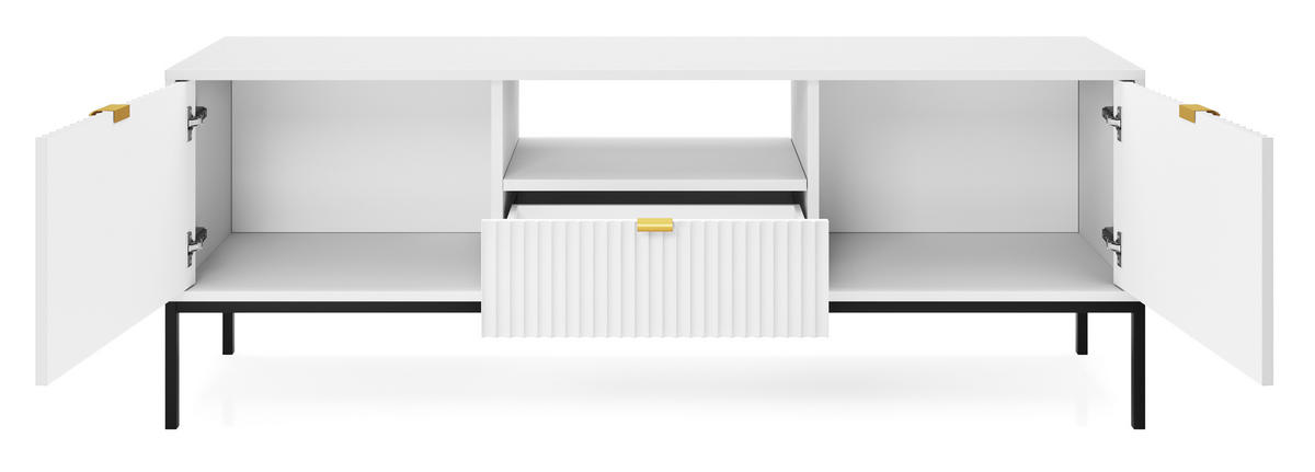 TV-SCHRANK Vellore Weiß 154 cm - Goldfarben/Schwarz, Holzwerkstoff/Metall (154/56/39cm) - Selsey