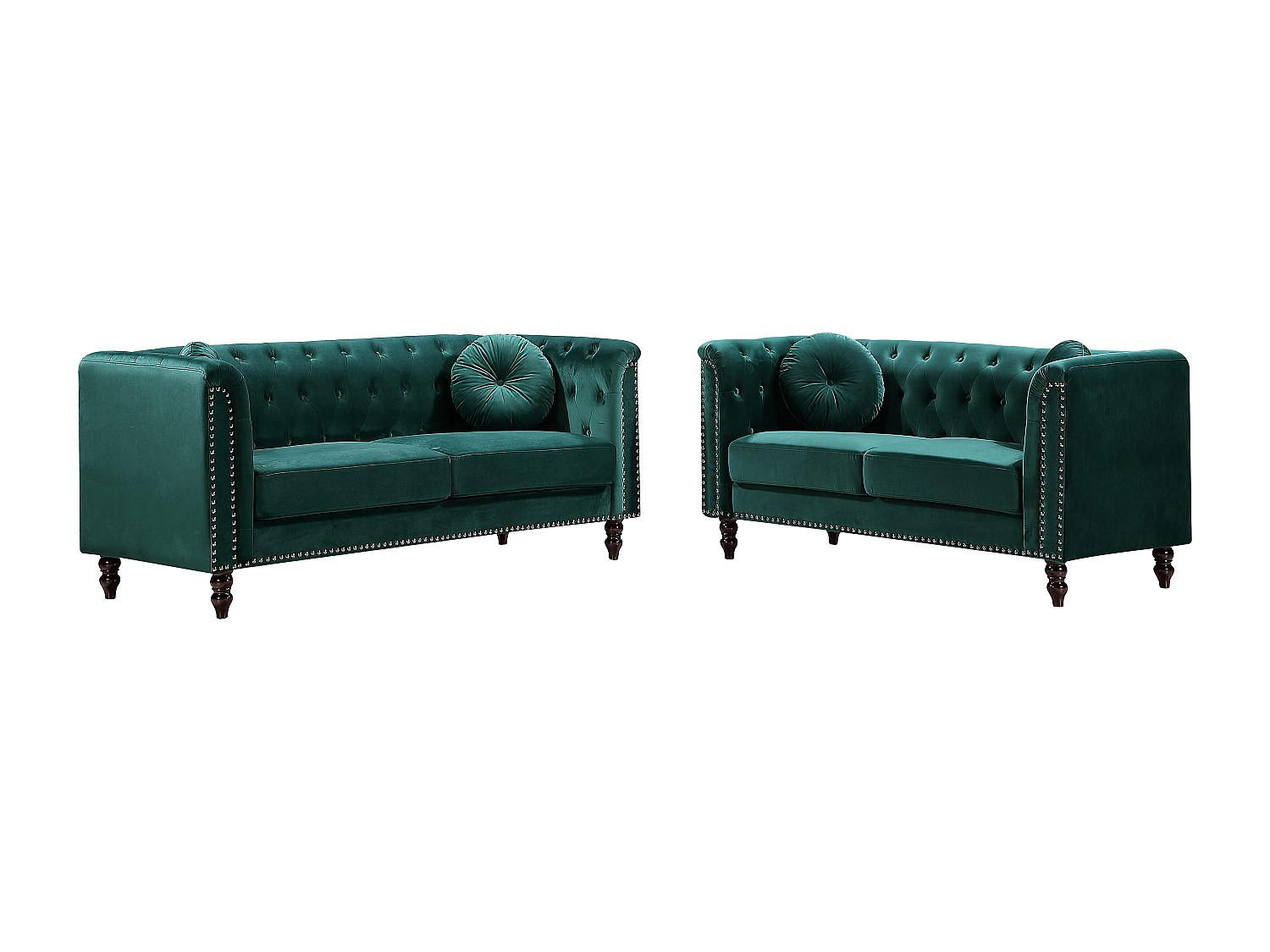 COUCHGARNITUR - 5 Personen - samt - smaragdgrün Turner - Grün, Textil (190/79/77cm) - Vente-Unique