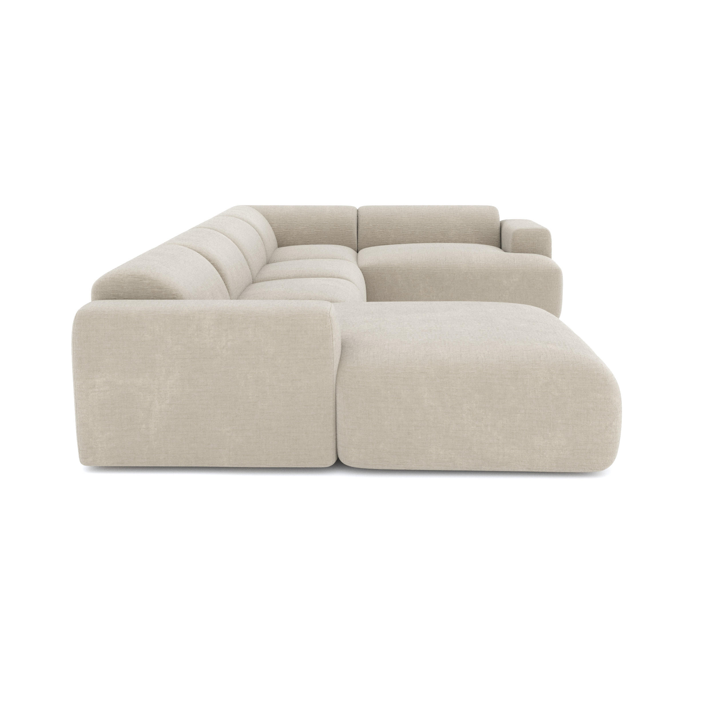 WOHNLANDSCHAFT Texturierter Samt Beige 354cm - Beige, Textil (354/73/164cm) - Sia Home