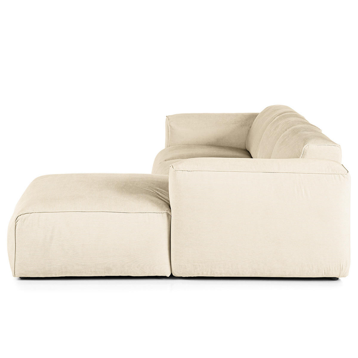 3-SITZER ECKSOFA mit Longchair - Beige/Schwarz, Kunststoff/Textil (251/173cm) - home24