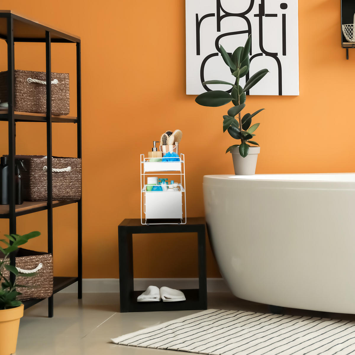 SCHUBLADENREGAL - Weiß, Metall (25/39.5/40.5cm) - Relaxdays