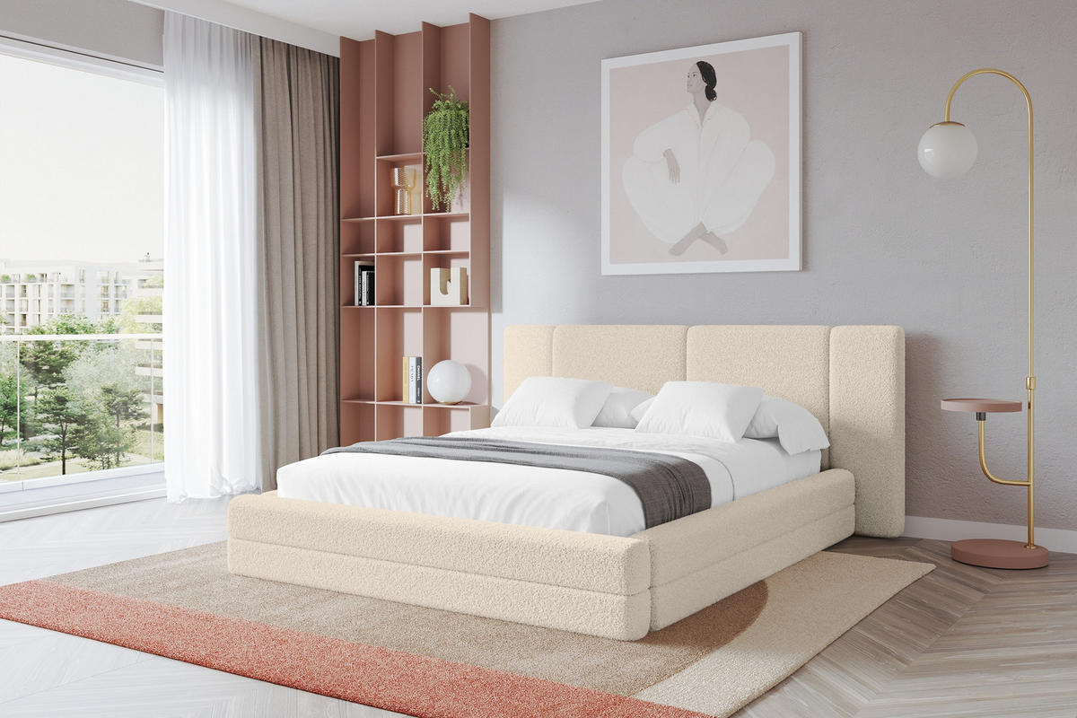 POLSTERBETT mit Bettkasten und Lattenrost, Bett mit Matratze H3/H4 - TEVO 160x200 Dunkelbeige - Cappuccino, Holzwerkstoff/Textil (160/200cm) - ALTDECOR